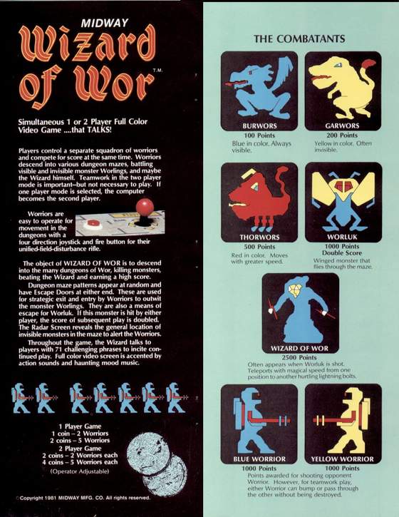 Wizard of Wor Flyer: 3 Middle right